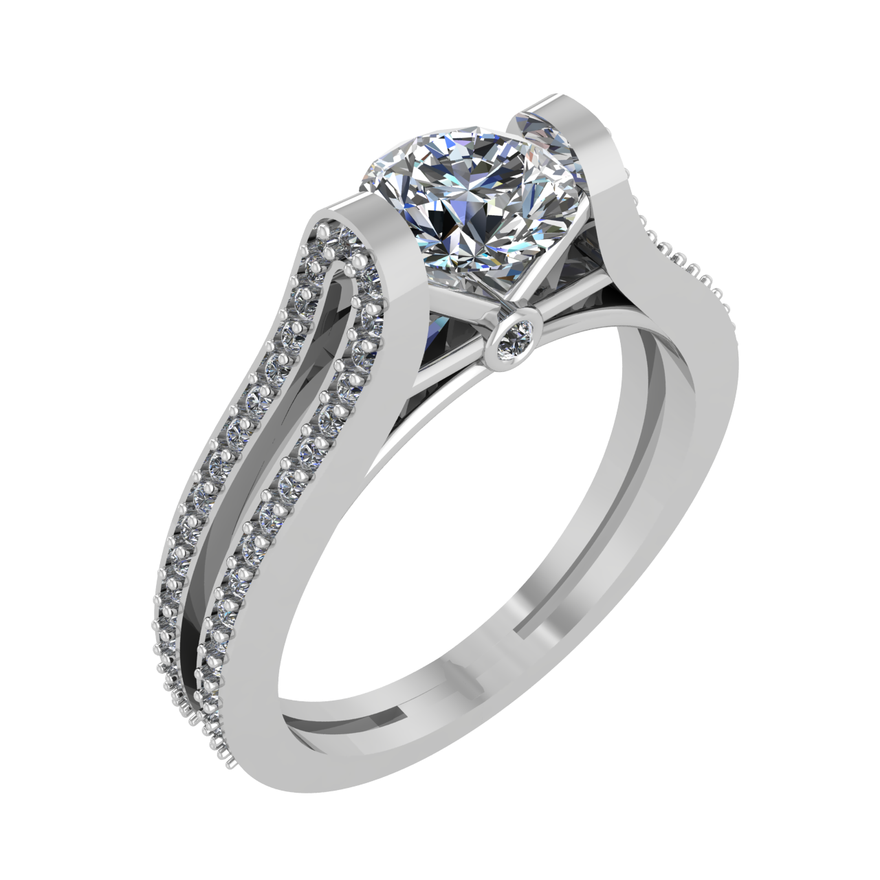 ACCENTED CATHEDRAL  6.50mm ROUND ENGAGEMENT RING